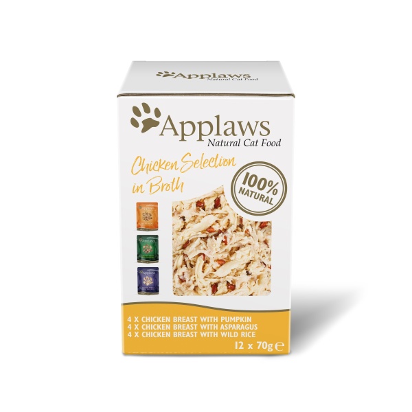 Applaws Cat Chicken Selection in Broth Pouches 4 x 12 x 70g