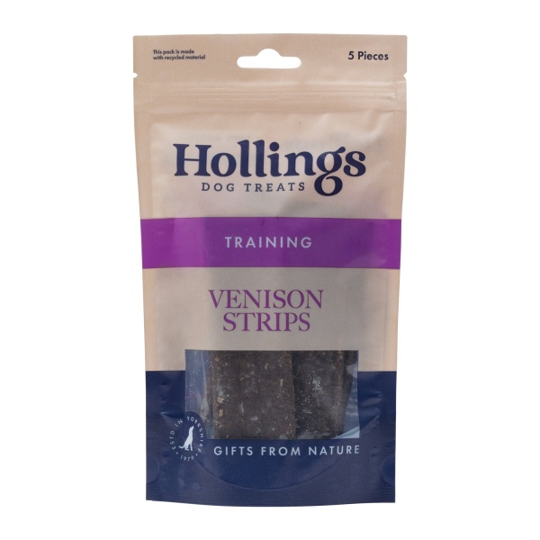 Hollings 100% Natural Venison Strips 12 x 5 Pack