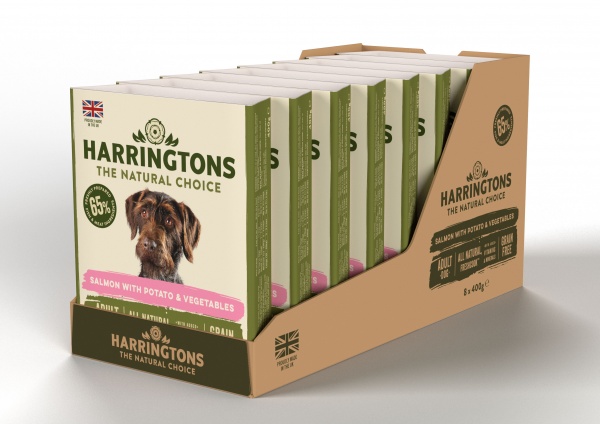 Harringtons Wet Salmon & Potato Dog Food Trays 8 x 400g