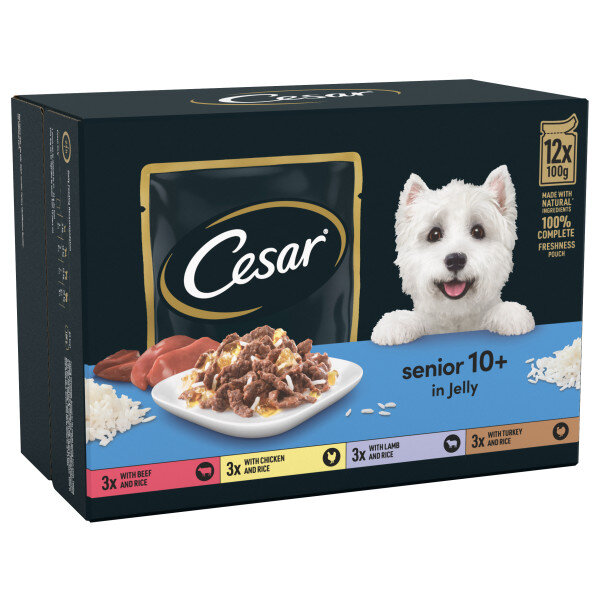 Cesar Pouch Deliciously Fresh Senior 10+ Selection in Jelly 4 x 12 x 100g