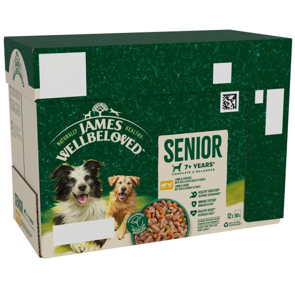 James Wellbeloved Senior Lamb & Chicken in Gravy Pouches 4 x 12 x 90g