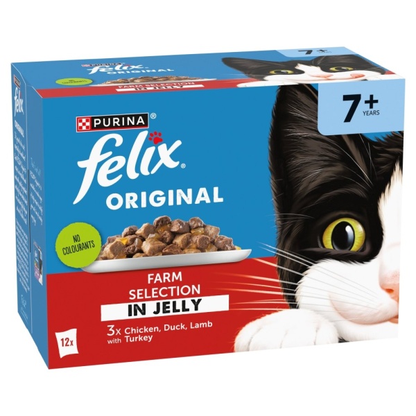 Felix Senior 7+ Original Farm Selection in Jelly Pouches 4 x 12 x 85g