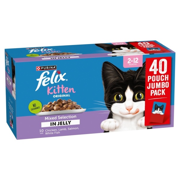 Felix Kitten Original Mixed Selection in Jelly Pouches 40 x 85g