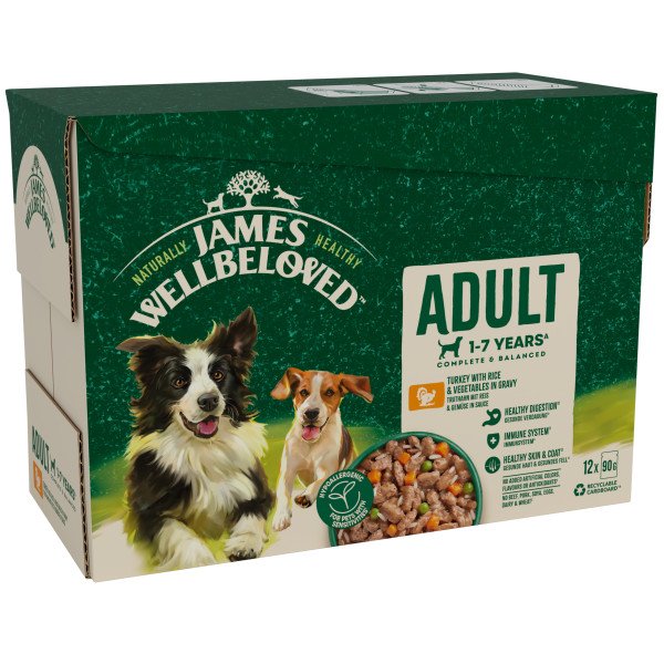 James Wellbeloved Adult Turkey in Gravy Pouches 4 x 12 x 90g