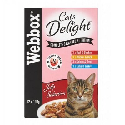 Webbox Cat Delight in Jelly Pouches 4 x 12 x 100g