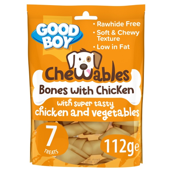 Good Boy Chewables Rawhide Free Chicken Mini Bones 7 pack 112g x 10