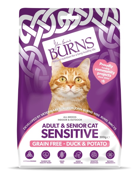 Burns Adult & Senior Cat Sensitive Grain Free Duck & Potato 300g