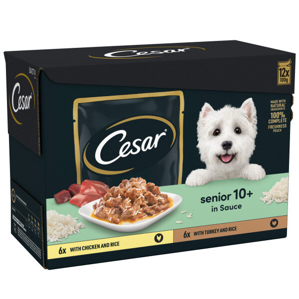 Cesar Pouch Senior 10+ Mixed Selection in Sauce 4 x 12 x 100g