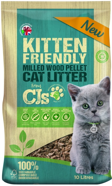 CJs Kitten Friendly Wood Pellet Litter 10L