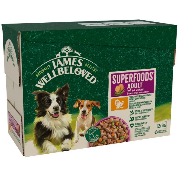 James Wellbeloved Adult Superfood Turkey in Gravy 4 x 12 x 90g