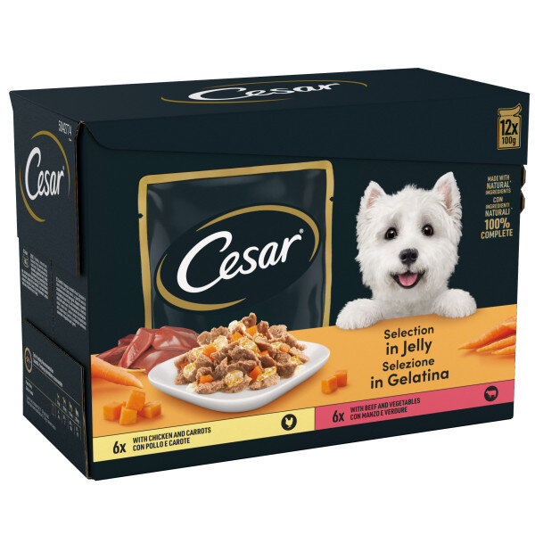 Cesar Pouches Deliciously Fresh Favourites in Jelly 4 x 12 x 100g
