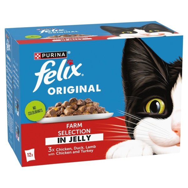 Felix Adult Original Farm Selection in Jelly Pouches 4 x 12 x 85g