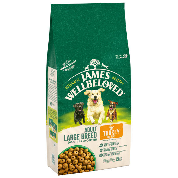 James Wellbeloved Turkey & Rice Large Breed Dog Food 15kg