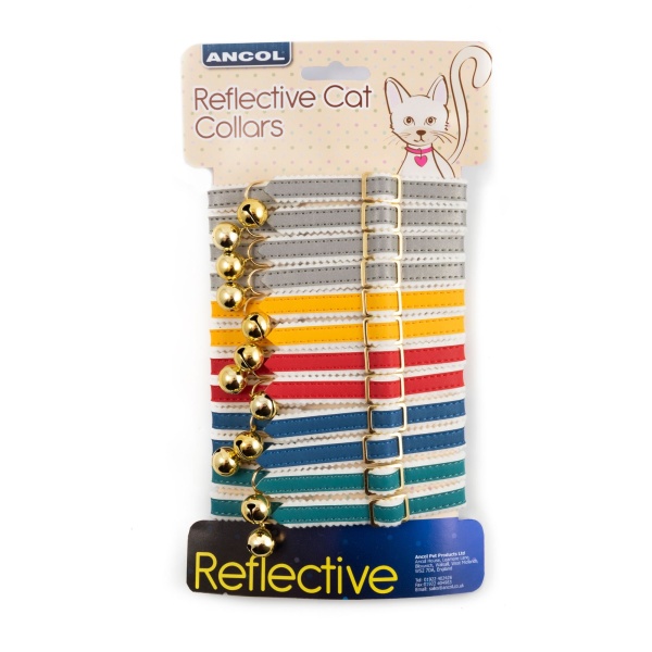 Ancol Cat Reflective Collar Display Card x 12 Collars