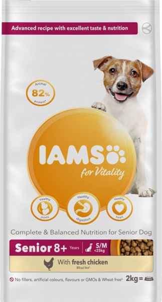 Iams Dog Senior Vitality Small/Medium Breed Chicken 2 x 2kg
