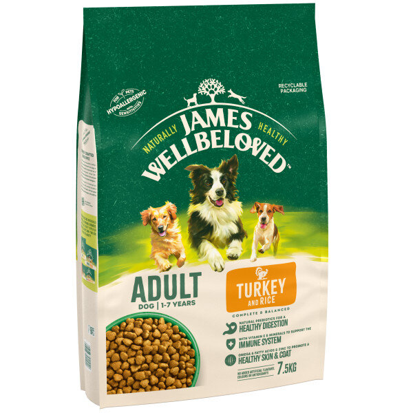 James Wellbeloved Turkey & Rice Adult Dog Food 7.5kg