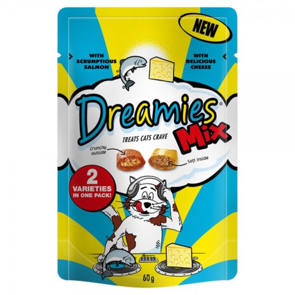 Dreamies Mix Salmon & Cheese Cat Treats 8 x 60g