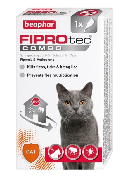 Beaphar FIPROtec COMBO Flea & Tick Spot On for Cats 1 pipette x 6