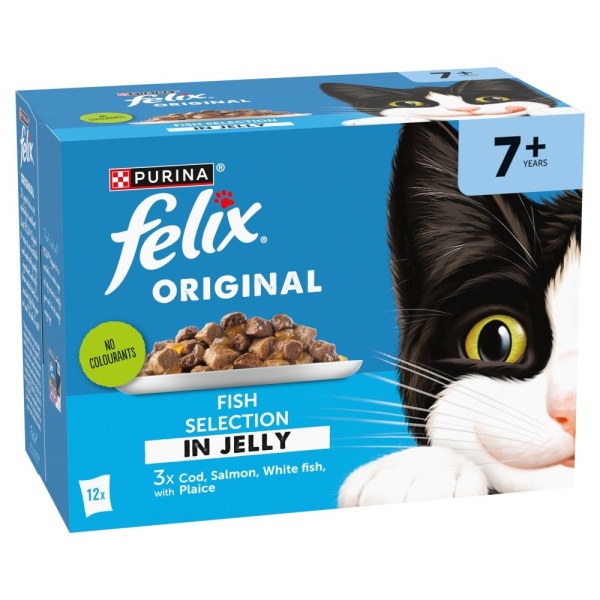 Felix Senior 7+ Original Fish Selection in Jelly Pouches 4 x 12 x 85g