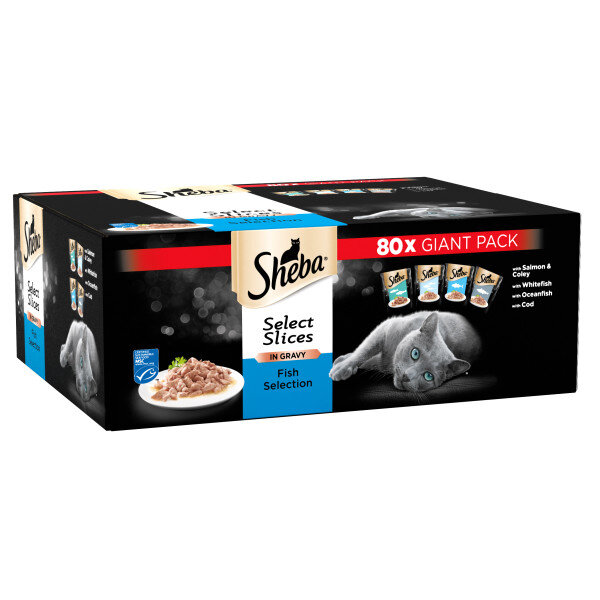 Sheba Select Slices Adult Fish Selection in Gravy Pouches 80 x 85g