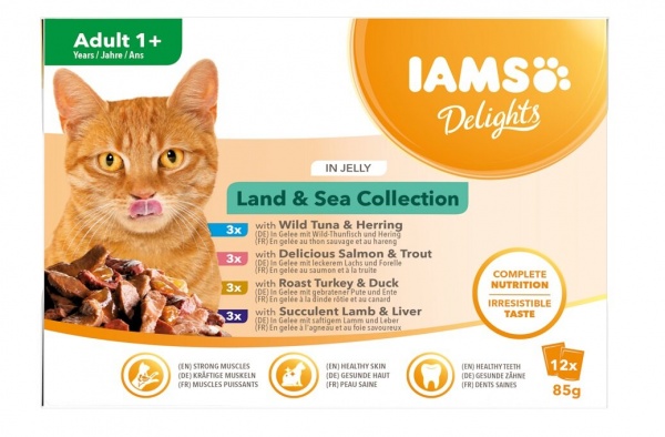 Iams Delights Land & Sea in Jelly Cat Food 12 x 85g