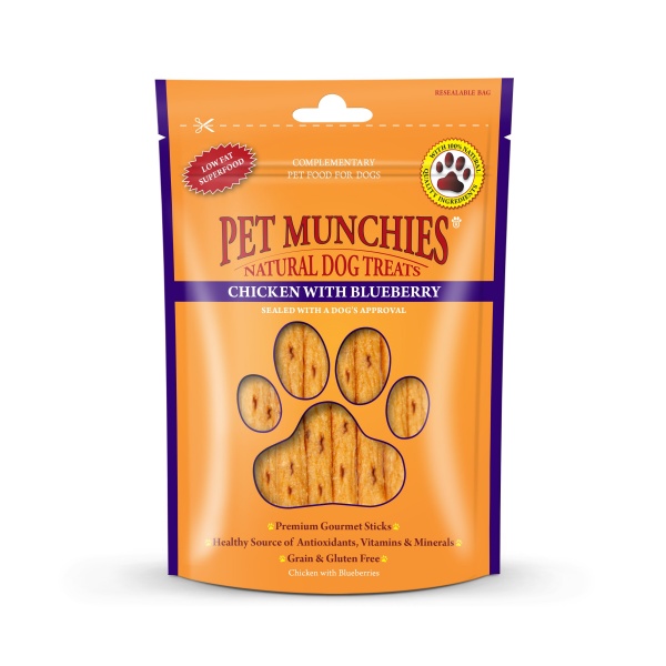 Pet Munchies Chicken with Blueberry Dog Treats 8 x 80g
