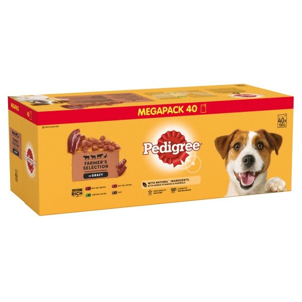 Pedigree Farmer's Selection Adult in Gravy Pouches Mega Pack 40 x 100g