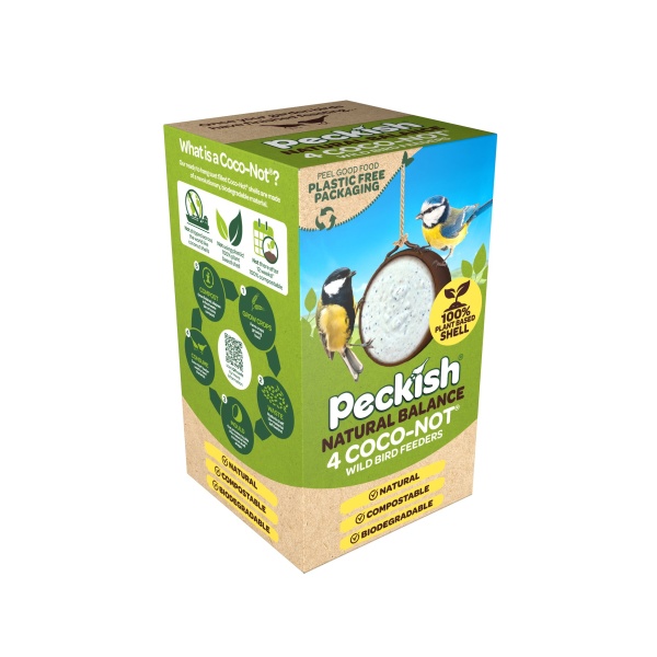 Peckish Natural Balance Coco-Not Wild Bird Feeder 4 pack