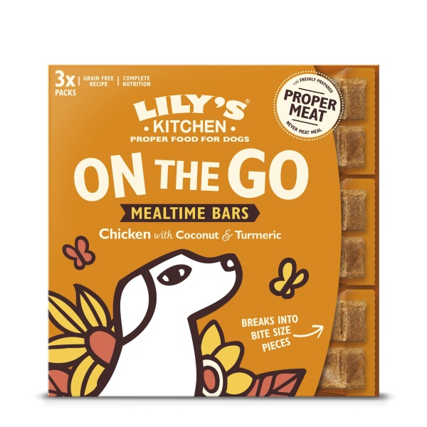 Lily's Kitchen On the Go Bar Chicken with Coconut & Turmeric 2 pack 3 x 40g x 12