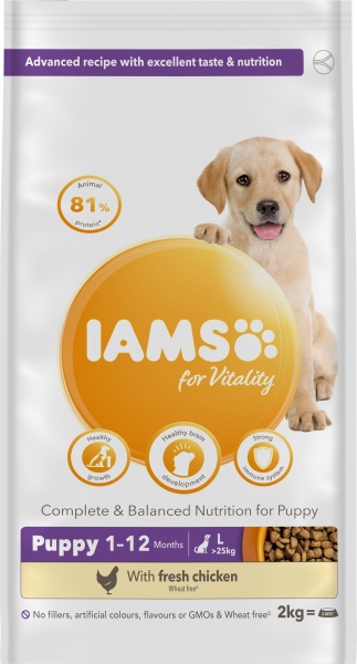 Iams Puppy Vitality Large Breed Chicken 2 x 2kg