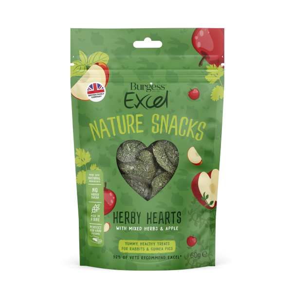 Burgess Excel Nature Snacks Herby Hearts 12 x 60g