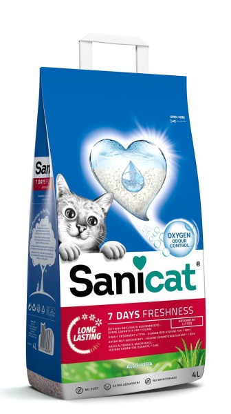 Sanicat Aloe Vera 7 Days Cat Litter 5 x 4L