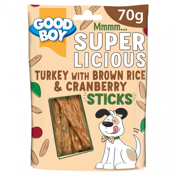 Good Boy Superlicious Turkey, Brown Rice & Cranberry Sticks 14 x 70g