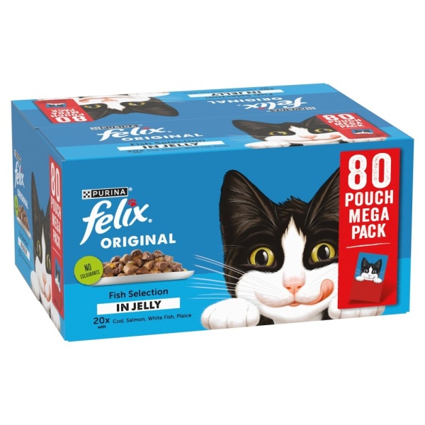 Felix Adult Original Fish Selection in Jelly Pouches 80 x 85g