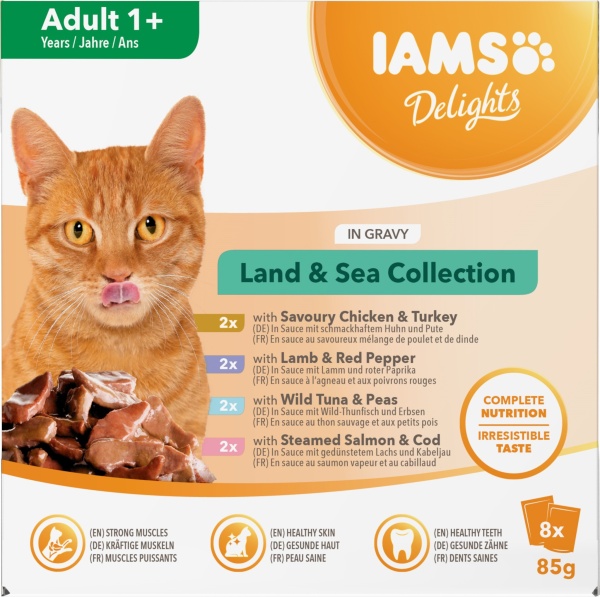 Iams Delights Adult Land & Sea Collection in Gravy 8 x 85g