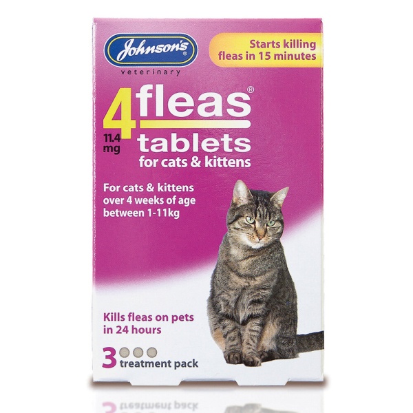 JVP Cat Kitten 4Fleas 11.4mg 3 Tablets x 6