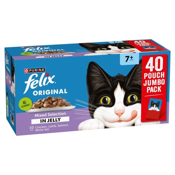 Felix Senior 7+ Original Mixed Selection in Jelly Pouches 40 x 85g