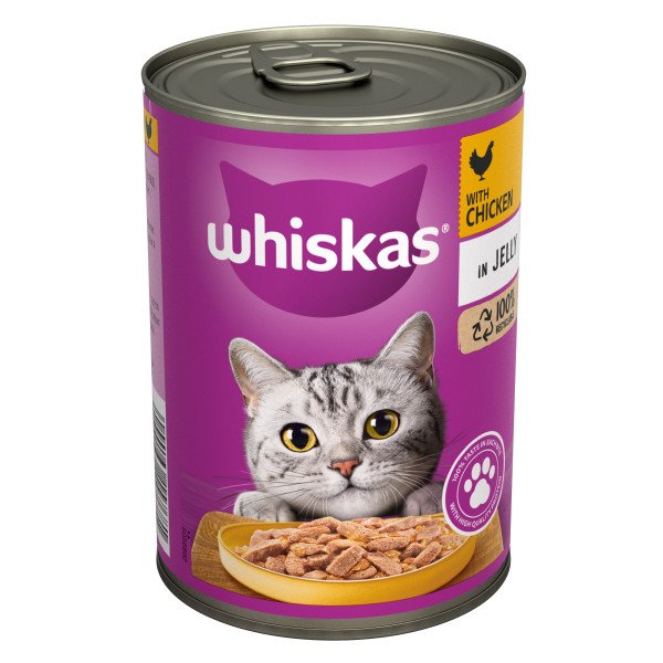 Whiskas 1+ Adult Chicken in Jelly Tins 12 x 400g