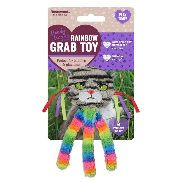 Rosewood Moody Moggy Rainbow Grab Toy x 4