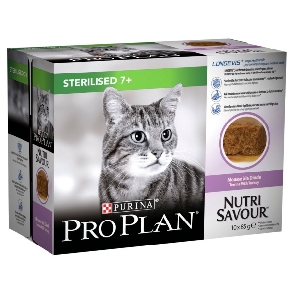 Pro Plan NutriSavour Sterilized Senior 7+ Turkey Pouches 4 x 10 x 85g