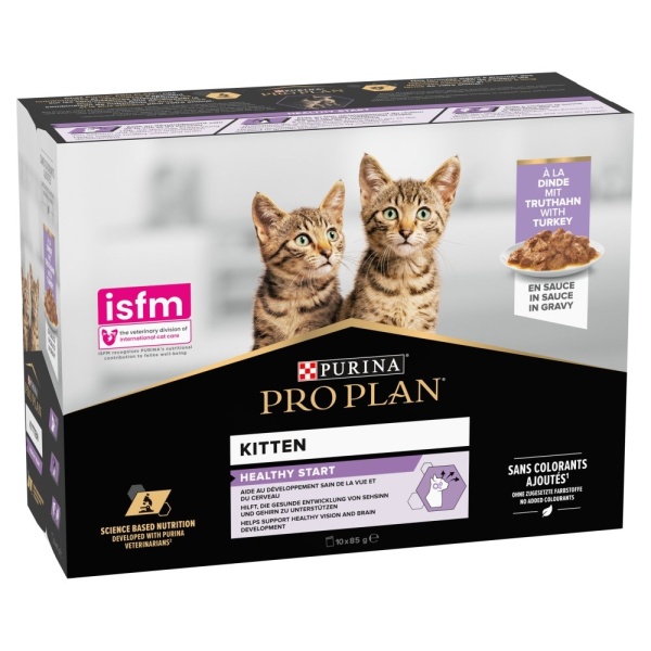 Pro Plan Kitten 1-12m Healthy Start with Turkey in Gravy Pouches 4 x 10 x 85g