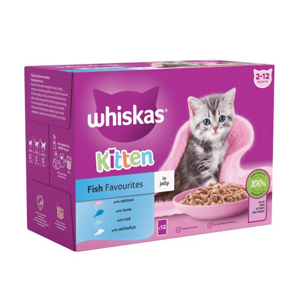 Whiskas Kitten 2-12 month Fish Favourites in Jelly Pouches 4 x 12 x 85g