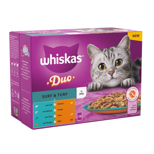 Whiskas Adult 1+ Duo Surf & Turf in Jelly 4 x 12 x 85g