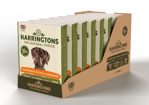 Harringtons Wet Chicken & Potato Dog Food Trays 8 x 400g