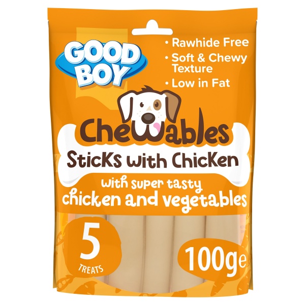 Good Boy Chewables Rawhide Free Chicken Sticks 5 pack 100g x 18