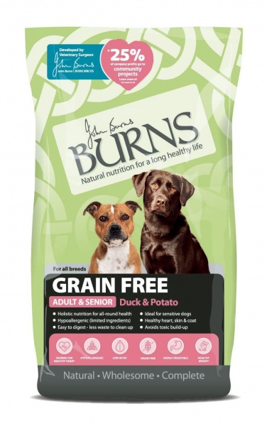 Burns Grain Free Adult & Senior Duck & Potato Dog Food 12kg