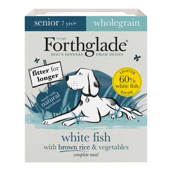 Forthglade Senior Complete Wholegrain White Fish Brown Rice & Veg Trays 18 x 395g