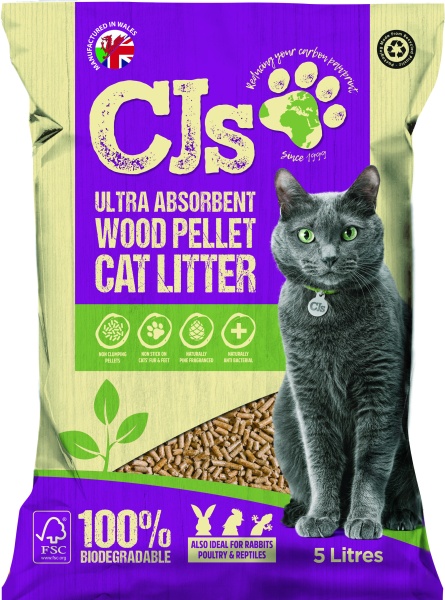 CJs Ultra Absorbent Wood Pellet Cat Litter 5L