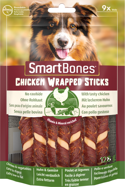 SmartBones Chicken Wrapped Mini Sticks Dog Treats 8 x 9 Pieces