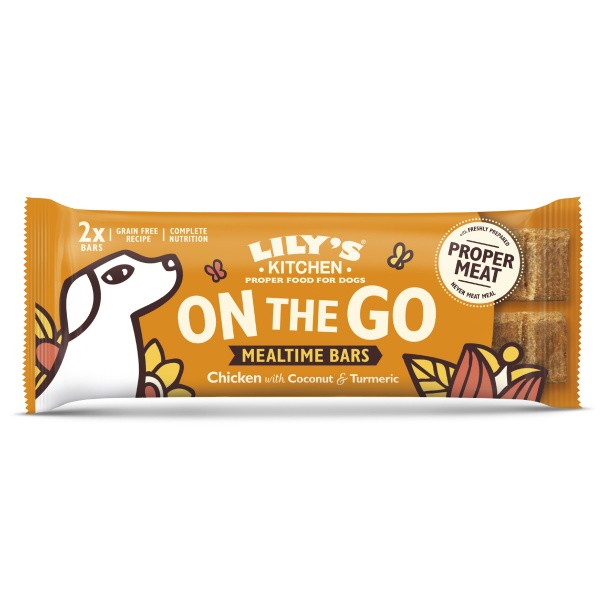 Lily's Kitchen On the Go Bar Chicken with Coconut & Turmeric 2 Pack 16 x 40g